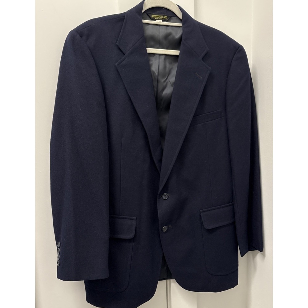 LL Bean 44R Navy Blazer Made in USA Vintage